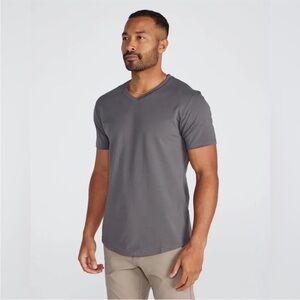 BYLT Lux Blend Drop-Cut V-Neck short sleeve tee shirt charcoal gray - M